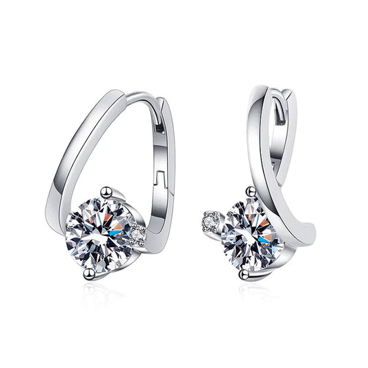 Anastasia | 1 Carat (6.5mm) Round Brilliant Cut | VVS | Rhodium Plated 925 Silver | Moissanite Earrings