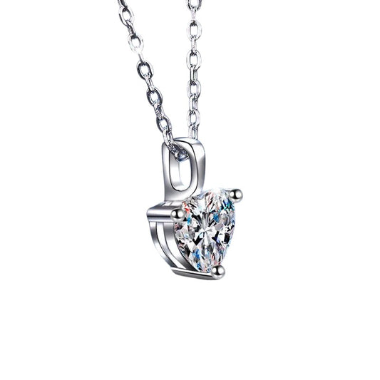 Scarlett | 1 Carat (6.5mm) Heart Cut | VVS | Rhodium Plated 925 Silver | Heart Shaped Moissanite Pendant