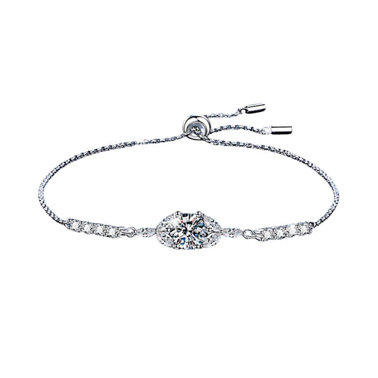Elizabeth| 1 ct Round Brilliant-Cut Moissanites | AAA Cubic Zirconia | Rhodium Plated 925 Silver | Chain Bracelet