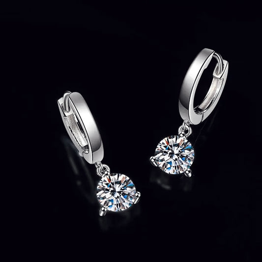 Annabella | 1 Carat (6.5mm) Round Brilliant Cut | VVS | Rhodium  Plated 925 Silver | Moissanite Earrings (Copy)