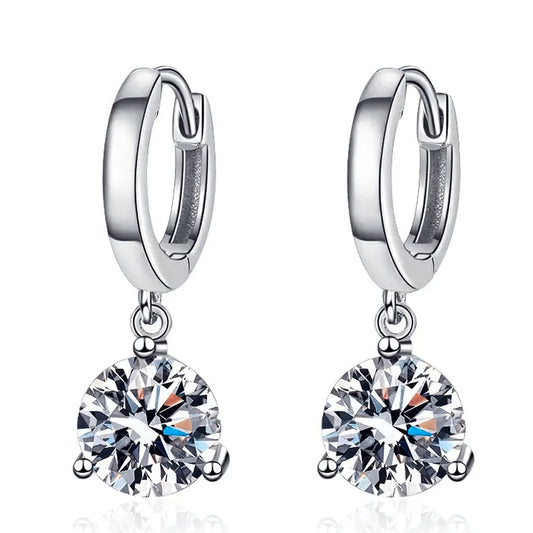 Annabella | 1 Carat (6.5mm) Round Brilliant Cut | VVS | Rhodium  Plated 925 Silver | Moissanite Earrings (Copy)