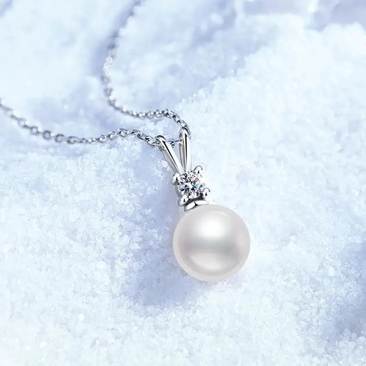 Penelope | 8mm Freshwater Pearl | Rhodium Plated 925 Silver | Pearl Pendant