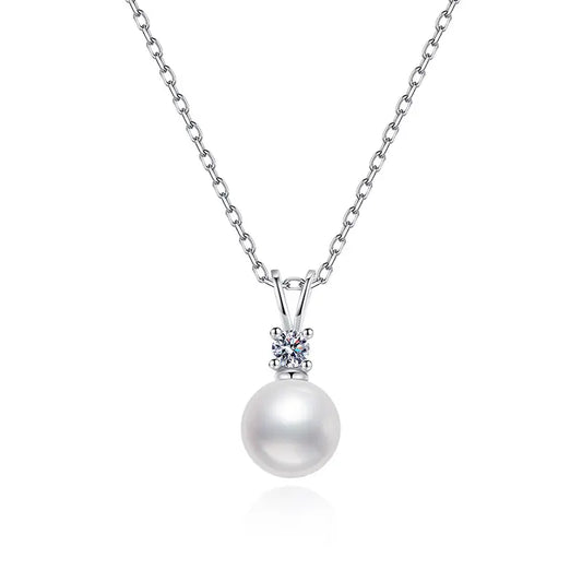 Penelope | 8mm Freshwater Pearl | Rhodium Plated 925 Silver | Pearl Pendant