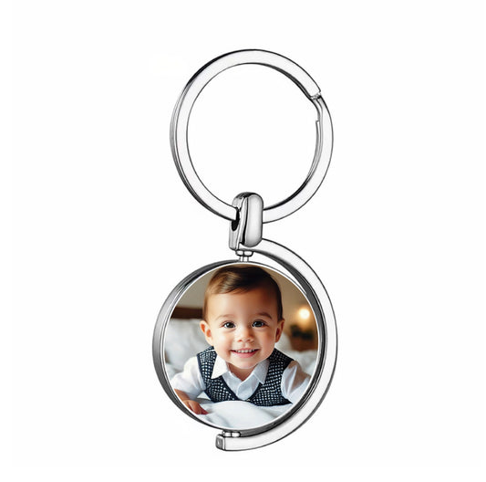 Smart Half-moon Rotating Photo Keychain