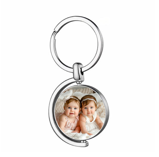 Smart Half-moon Rotating Photo Keychain